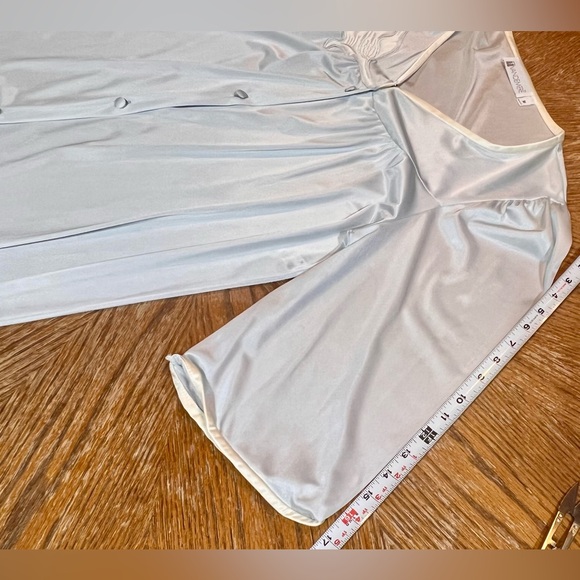 VINTAGE silky nightgown house robe embroidered floral button front‎ midi 80s - Picture 10 of 12